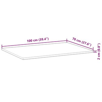 Bureaublad 100x70x2 cm onbehandeld massief acaciahout 9