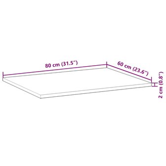 Bureaublad met olieafwerking 80x60x2 cm massief acaciahout 9