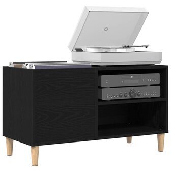 Platenkast met plank Zwart eiken 84.5 x 38 x 48 cm Bewerkt hout 3