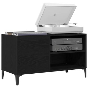 Platenkast met plank Zwart eiken 84.5 x 38 x 48 cm Bewerkt hout 3