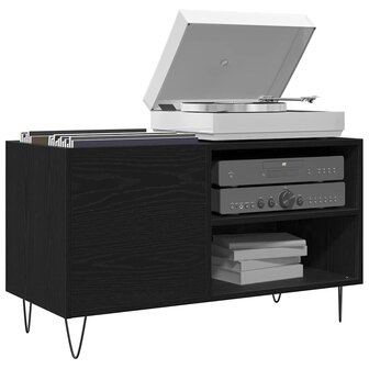 Platenkast met plank Zwart eiken 85 x 38 x 48 cm Bewerkt hout 3