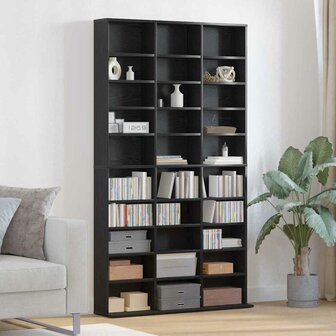 Cd-kast met plank Zwart eiken 101 x 23 x 177.5 cm Bewerkt hout 1