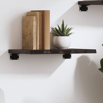 Wandschap 40x20x2 cm behandeld massief eikenhout donkerbruin 1