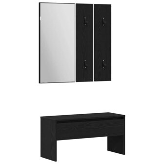 Halmeubelset 5 pcs Zwart eiken en Zilver 80 x 30.5 x 40 cm 5