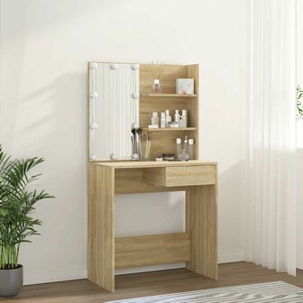 Kaptafel met LED 74,5x40x141 cm bewerkt hout sonoma eikenkleur 5