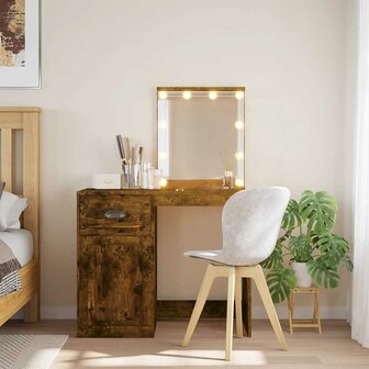 Kaptafel met LED-verlichting 90x42x132,5 cm gerookt eikenkleur 1