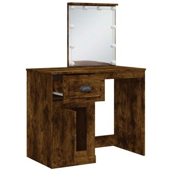 Kaptafel met LED-verlichting 90x42x132,5 cm gerookt eikenkleur 4