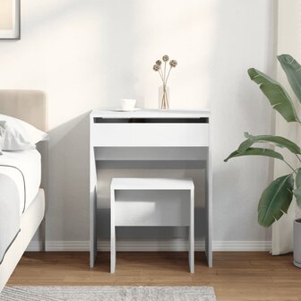 Kaptafel met krukje 60x40x113,5 cm wit 3