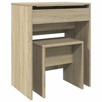 Kaptafel met krukje 60x40x113,5 cm sonoma eikenkleurig 2