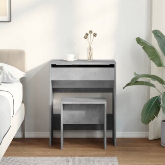 Kaptafel met krukje 60x40x113,5 cm betongrijs 3