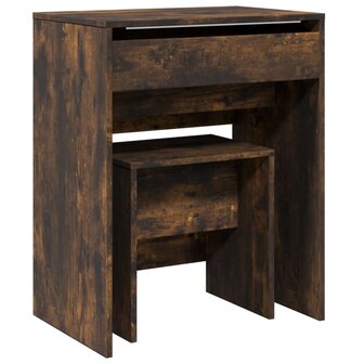 Kaptafel met krukje 60x40x113,5 cm gerookt eikenkleurig 2