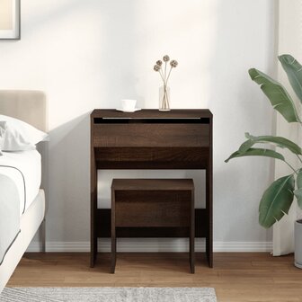 Kaptafel met krukje 60x40x113,5 cm bruin eikenkleurig 3