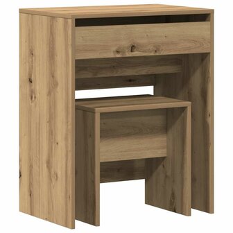 Kaptafel artisanaal eikenkleurig 60 x 40 x 75 cm Bewerkt hout 2