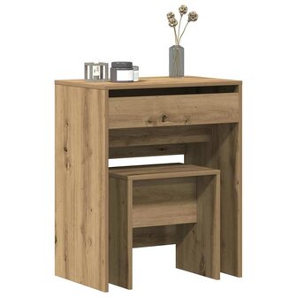 Kaptafel artisanaal eikenkleurig 60 x 40 x 75 cm Bewerkt hout 3