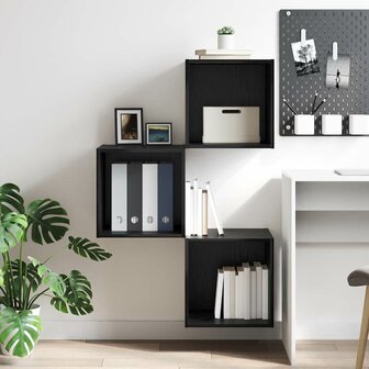 Wandkast met plank Zwart eiken 37 x 37 x 37 cm Bewerkt hout 4