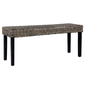 Bankje 110 cm natuurlijk kubu rattan en massief mahoniehout zwart 1