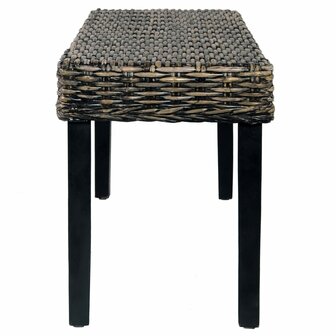 Bankje 110 cm natuurlijk kubu rattan en massief mahoniehout zwart 3