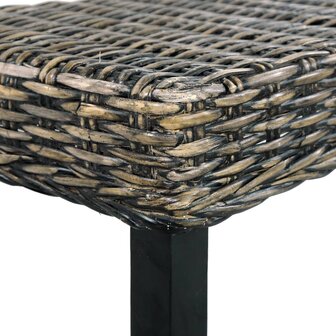 Bankje 110 cm natuurlijk kubu rattan en massief mahoniehout zwart 4