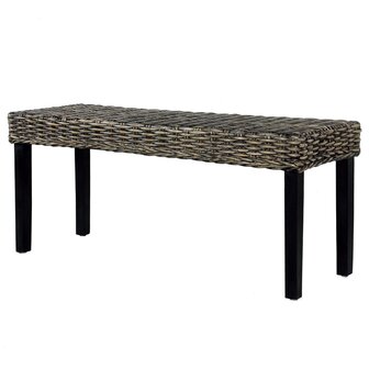 Bankje 110 cm natuurlijk kubu rattan en massief mahoniehout zwart 5
