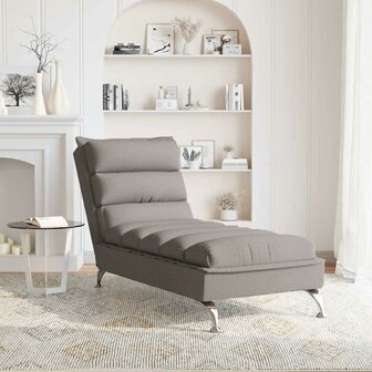 Massage chaise longue met kussens stof taupe 3