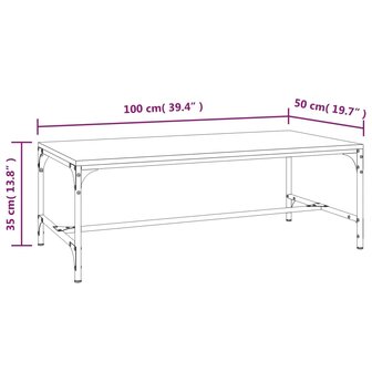 Salontafel 100x50x35 cm bewerkt hout grijs sonoma 8