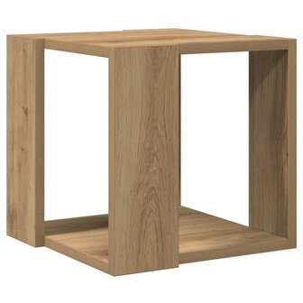 Salontafel artisanaal eikenkleurig 32 x 32 x 30 cm Bewerkt hout 2