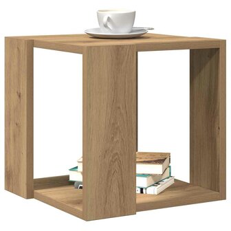 Salontafel artisanaal eikenkleurig 32 x 32 x 30 cm Bewerkt hout 3