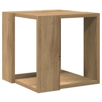 Salontafel artisanaal eikenkleurig 32 x 32 x 30 cm Bewerkt hout 7
