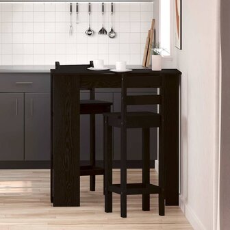 Bartafel met plank Zwart eiken 102 x 50 x 103.5 cm Bewerkt hout 1