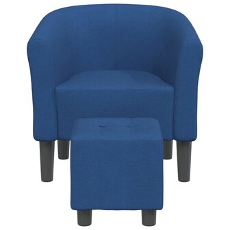 Kuipstoel met voetenbank stof blauw 3