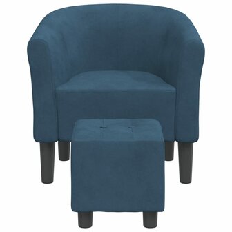 Kuipstoel met voetenbank fluweel donkerblauw 3