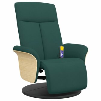 Massagestoel verstelbaar met voetensteun stof donkergroen 2