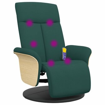 Massagestoel verstelbaar met voetensteun stof donkergroen 7