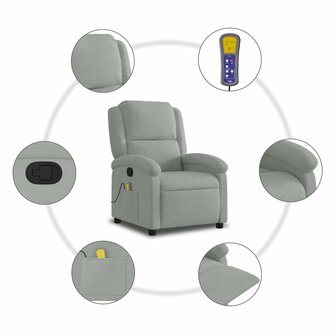 Massagestoel verstelbaar fluweel lichtgrijs 9