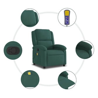 Massagestoel verstelbaar fluweel donkergroen 9