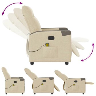 Massagestoel verstelbaar stof cr&egrave;mekleurig 6