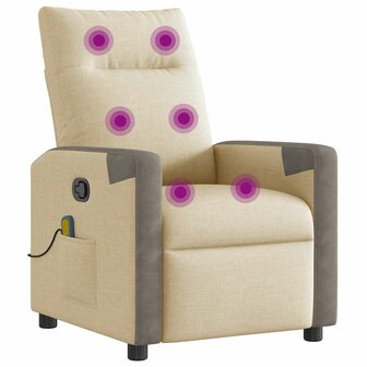 Massagestoel verstelbaar stof cr&egrave;mekleurig 7