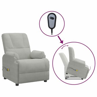 Sta-op-massagestoel kunstsu&egrave;de lichtgrijs 2