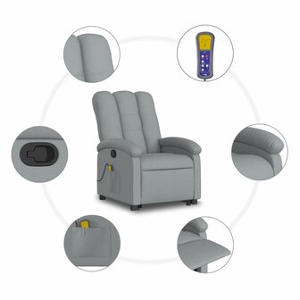 Sta-op-massagestoel verstelbaar stof lichtgrijs 8