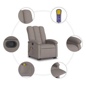 Sta-op-massagestoel verstelbaar stof taupe 8