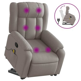 Sta-op-massagestoel verstelbaar stof taupe 2