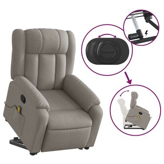 Sta-op-massagestoel verstelbaar stof taupe 6
