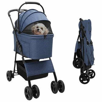 Opvouwbare Huisdierenwagen Verstelbaar Blauw 81 x 47 x 99 cm 1
