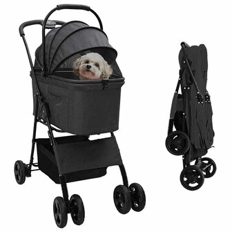 Opvouwbare Huisdierenwagen Verstelbaar Zwart 81 x 47 x 99 cm 1