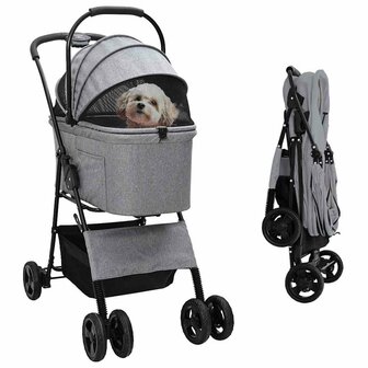 Opvouwbare Huisdierenwagen Verstelbaar Grijs 81 x 47 x 99 cm 1