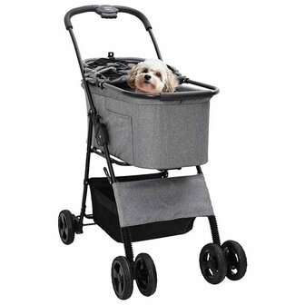 Opvouwbare Huisdierenwagen Verstelbaar Grijs 81 x 47 x 99 cm 2