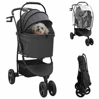Opvouwbare Huisdierenwagen Verstelbaar Zwart 78 x 54 x 101 cm 1