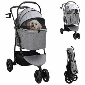 Opvouwbare Huisdierenwagen Verstelbaar Grijs 78 x 54 x 101 cm 1