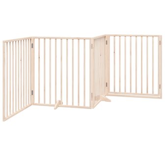 Hondenhek inklapbaar met deur 4 panelen 320 cm populierenhout 6