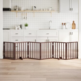 Hondenhek inklapbaar 6 panelen 300 cm populierenhout bruin 1